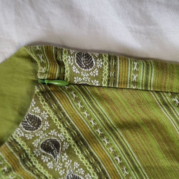 Prana Green Embroidered Tank Top | W's S | Ruffle Bottom, Cropped, Side Zip | - Picture 5 of 9